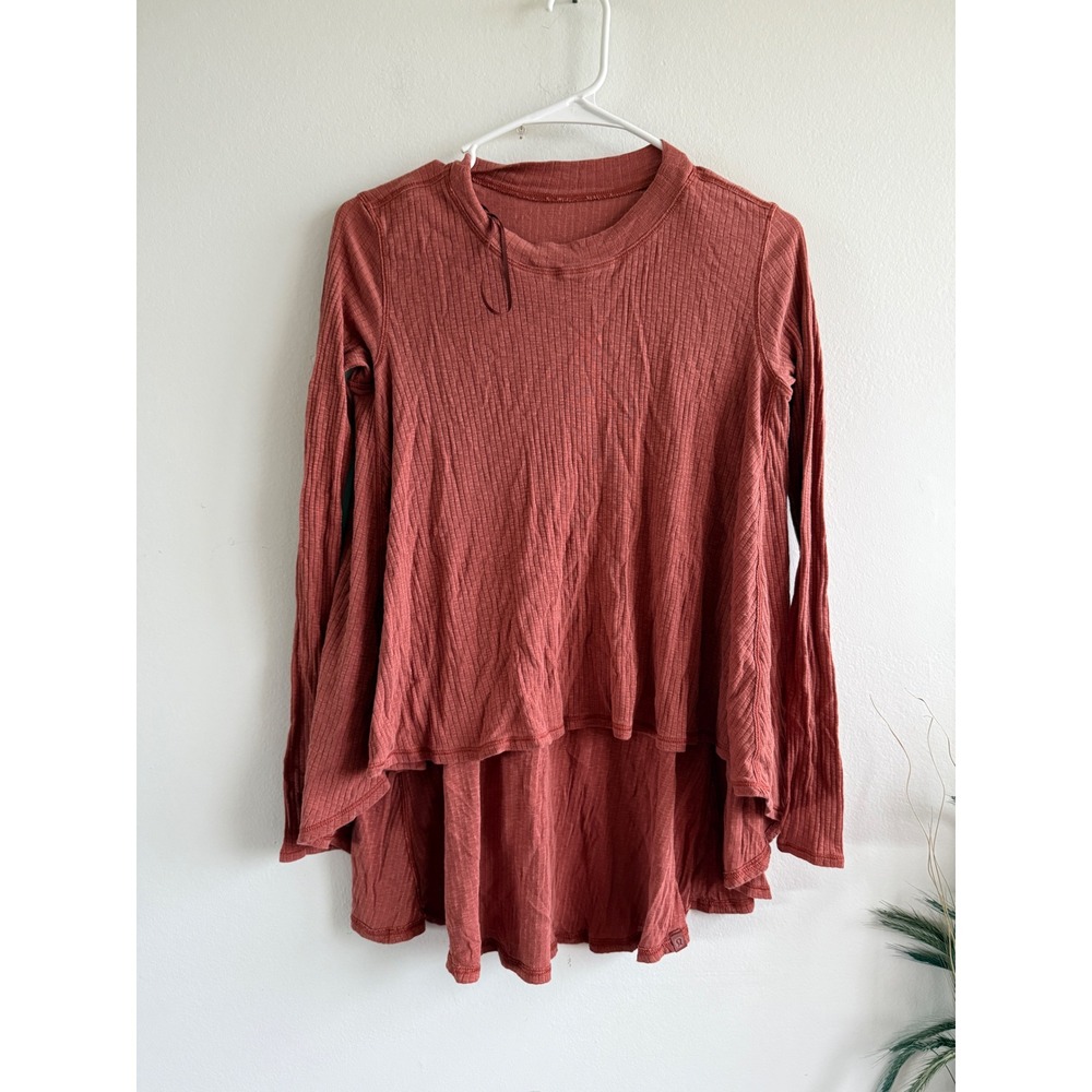 Lululemon Ribbed High Low Long Sleeve Top Terracotta Rust Women Size 6 Relaxed